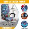 imageSmiry Stretch Printed Office Computer Chair Covers Universal Desk Rotating Chair Slipcovers Removable Washable Soft Fit AntiDust Spandex Protector Cover with Zipper BeigeBlue Green