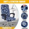 imageSmiry Stretch Printed Office Computer Chair Covers Universal Desk Rotating Chair Slipcovers Removable Washable Soft Fit AntiDust Spandex Protector Cover with Zipper BeigeNavy Blue