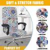 imageSmiry Stretch Printed Office Computer Chair Covers Universal Desk Rotating Chair Slipcovers Removable Washable Soft Fit AntiDust Spandex Protector Cover with Zipper BeigeColorful