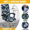 imageSmiry Stretch Printed Office Computer Chair Covers Universal Desk Rotating Chair Slipcovers Removable Washable Soft Fit AntiDust Spandex Protector Cover with Zipper BeigeDeep Green