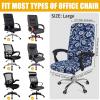 imageSmiry Stretch Printed Office Computer Chair Covers Universal Desk Rotating Chair Slipcovers Removable Washable Soft Fit AntiDust Spandex Protector Cover with Zipper BeigeNavy Blue