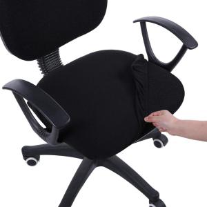 imageSmiry Stretch Jacquard Office Computer Chair Seat Covers Removable Washable Antidust Desk Chair Seat Cushion Protectors  Dark GreyBlack