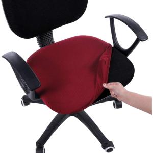 imageSmiry Stretch Jacquard Office Computer Chair Seat Covers Removable Washable Antidust Desk Chair Seat Cushion Protectors  Dark GreyBurgundy