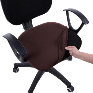 imageSmiry Stretch Jacquard Office Computer Chair Seat Covers Removable Washable Antidust Desk Chair Seat Cushion Protectors  Dark GreyChocolate