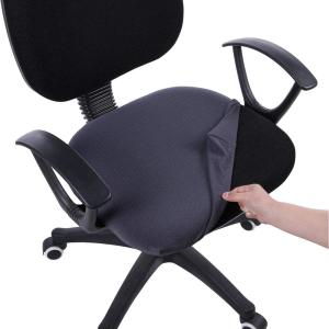 imageSmiry Stretch Jacquard Office Computer Chair Seat Covers Removable Washable Antidust Desk Chair Seat Cushion Protectors  Dark GreyDark Grey