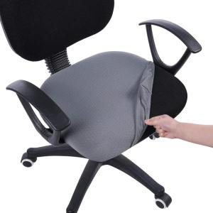 imageSmiry Stretch Jacquard Office Computer Chair Seat Covers Removable Washable Antidust Desk Chair Seat Cushion Protectors  Dark GreyGrey