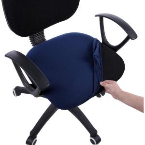imageSmiry Stretch Jacquard Office Computer Chair Seat Covers Removable Washable Antidust Desk Chair Seat Cushion Protectors  Dark GreyNavy Blue