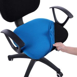 imageSmiry Stretch Jacquard Office Computer Chair Seat Covers Removable Washable Antidust Desk Chair Seat Cushion Protectors  Dark GreyOcean Blue