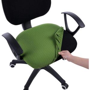 imageSmiry Stretch Jacquard Office Computer Chair Seat Covers Removable Washable Antidust Desk Chair Seat Cushion Protectors  Dark GreyOlive Green