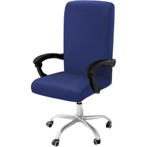 imageSmiry Stretch Printed Office Computer Chair Covers Universal Desk Rotating Chair Slipcovers Removable Washable Soft Fit AntiDust Spandex Protector Cover with Zipper BeigeNavy