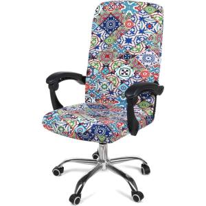 imageSmiry Stretch Printed Office Computer Chair Covers Universal Desk Rotating Chair Slipcovers Removable Washable Soft Fit AntiDust Spandex Protector Cover with Zipper BeigeColorful
