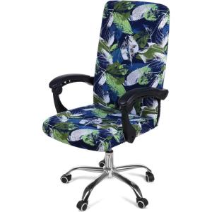 imageSmiry Stretch Printed Office Computer Chair Covers Universal Desk Rotating Chair Slipcovers Removable Washable Soft Fit AntiDust Spandex Protector Cover with Zipper BeigeDeep Green