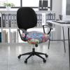 imageSmiry Printed Office Computer Chair Seat Covers Stretch Fit Universal Desk Rotating Chair Cover Washable Removable Seat Cushion Protectors  BeigeBlue Green