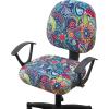 imageSmiry Printed Office Computer Chair Seat Covers Stretch Fit Universal Desk Rotating Chair Cover Washable Removable Seat Cushion Protectors  BeigeBlue Green