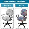 imageSmiry Printed Office Computer Chair Seat Covers Stretch Fit Universal Desk Rotating Chair Cover Washable Removable Seat Cushion Protectors  BeigeBlue Green