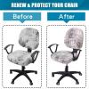 imageSmiry Printed Office Computer Chair Seat Covers Stretch Fit Universal Desk Rotating Chair Cover Washable Removable Seat Cushion Protectors  BeigeBrown and White