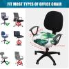 imageSmiry Printed Office Computer Chair Seat Covers Stretch Fit Universal Desk Rotating Chair Cover Washable Removable Seat Cushion Protectors  BeigeGreen