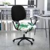 imageSmiry Printed Office Computer Chair Seat Covers Stretch Fit Universal Desk Rotating Chair Cover Washable Removable Seat Cushion Protectors  BeigeGreen