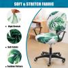 imageSmiry Printed Office Computer Chair Seat Covers Stretch Fit Universal Desk Rotating Chair Cover Washable Removable Seat Cushion Protectors  BeigeGreen