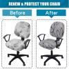 imageSmiry Printed Office Computer Chair Seat Covers Stretch Fit Universal Desk Rotating Chair Cover Washable Removable Seat Cushion Protectors  BeigeGrey and Black