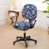 imageSmiry Printed Office Computer Chair Seat Covers Stretch Fit Universal Desk Rotating Chair Cover Washable Removable Seat Cushion Protectors  BeigeNavy Blue