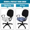 imageSmiry Printed Office Computer Chair Seat Covers Stretch Fit Universal Desk Rotating Chair Cover Washable Removable Seat Cushion Protectors  BeigeNavy Blue