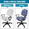 imageSmiry Printed Office Computer Chair Seat Covers Stretch Fit Universal Desk Rotating Chair Cover Washable Removable Seat Cushion Protectors  BeigeNavy Blue