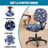 imageSmiry Printed Office Computer Chair Seat Covers Stretch Fit Universal Desk Rotating Chair Cover Washable Removable Seat Cushion Protectors  BeigeNavy Blue