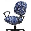 imageSmiry Printed Office Computer Chair Seat Covers Stretch Fit Universal Desk Rotating Chair Cover Washable Removable Seat Cushion Protectors  BeigeNavy Blue