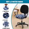 imageSmiry Printed Office Computer Chair Seat Covers Stretch Fit Universal Desk Rotating Chair Cover Washable Removable Seat Cushion Protectors  BeigeNavy Blue