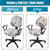imageSmiry Printed Office Computer Chair Seat Covers Stretch Fit Universal Desk Rotating Chair Cover Washable Removable Seat Cushion Protectors  BeigeYellow and Grey
