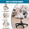 imageSmiry Printed Office Computer Chair Seat Covers Stretch Fit Universal Desk Rotating Chair Cover Washable Removable Seat Cushion Protectors  BeigeYellow and Grey