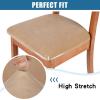 imageSmiry Velvet Seat Covers for Dining Room Chair Set of 2 Stretch Fit Removable Washable Chair Seat Cushion Protector Slipcovers with Ties Light GreyBeige