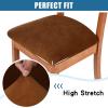 imageSmiry Velvet Seat Covers for Dining Room Chair Set of 2 Stretch Fit Removable Washable Chair Seat Cushion Protector Slipcovers with Ties Light GreyCamel