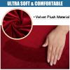 imageSmiry Velvet Seat Covers for Dining Room Chair Set of 2 Stretch Fit Removable Washable Chair Seat Cushion Protector Slipcovers with Ties Light GreyWine Red