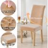 imageSmiry Velvet Stretch Chair Covers for Dining Room Set of 2 Soft Fit Removable Washable Kitchen Parsons Chair Slipcover Protector BeigeBeige