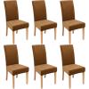 imageSmiry Velvet Stretch Chair Covers for Dining Room Set of 2 Soft Fit Removable Washable Kitchen Parsons Chair Slipcover Protector BeigeCamel