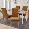 imageSmiry Velvet Stretch Chair Covers for Dining Room Set of 2 Soft Fit Removable Washable Kitchen Parsons Chair Slipcover Protector BeigeCamel