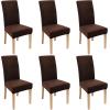 imageSmiry Velvet Stretch Chair Covers for Dining Room Set of 2 Soft Fit Removable Washable Kitchen Parsons Chair Slipcover Protector BeigeCoffee