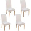 imageSmiry Velvet Stretch Chair Covers for Dining Room Set of 2 Soft Fit Removable Washable Kitchen Parsons Chair Slipcover Protector BeigeCream