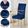 imageSmiry Velvet Stretch Chair Covers for Dining Room Set of 2 Soft Fit Removable Washable Kitchen Parsons Chair Slipcover Protector BeigeFederal Blue
