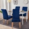 imageSmiry Velvet Stretch Chair Covers for Dining Room Set of 2 Soft Fit Removable Washable Kitchen Parsons Chair Slipcover Protector BeigeFederal Blue