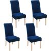 imageSmiry Velvet Stretch Chair Covers for Dining Room Set of 2 Soft Fit Removable Washable Kitchen Parsons Chair Slipcover Protector BeigeFederal Blue