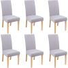 imageSmiry Velvet Stretch Chair Covers for Dining Room Set of 2 Soft Fit Removable Washable Kitchen Parsons Chair Slipcover Protector BeigeLight Grey
