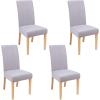 imageSmiry Velvet Stretch Chair Covers for Dining Room Set of 2 Soft Fit Removable Washable Kitchen Parsons Chair Slipcover Protector BeigeLight Grey