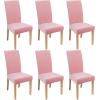 imageSmiry Velvet Stretch Chair Covers for Dining Room Set of 2 Soft Fit Removable Washable Kitchen Parsons Chair Slipcover Protector BeigePink