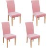 imageSmiry Velvet Stretch Chair Covers for Dining Room Set of 2 Soft Fit Removable Washable Kitchen Parsons Chair Slipcover Protector BeigePink