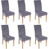imageSmiry Velvet Stretch Chair Covers for Dining Room Set of 2 Soft Fit Removable Washable Kitchen Parsons Chair Slipcover Protector BeigeSilver Grey