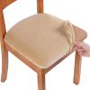 imageSmiry Velvet Seat Covers for Dining Room Chair Set of 2 Stretch Fit Removable Washable Chair Seat Cushion Protector Slipcovers with Ties Light GreyBeige