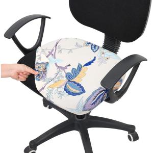 imageSmiry Printed Office Computer Chair Seat Covers Stretch Fit Universal Desk Rotating Chair Cover Washable Removable Seat Cushion Protectors  BeigeBeige